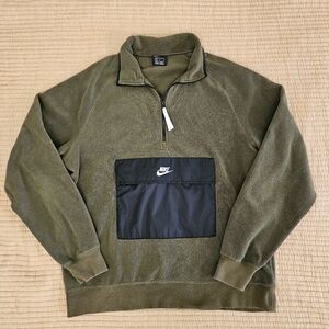 Nike Pullover 1/2 Zip Anorak Green Fleece Kangaroo Pocket